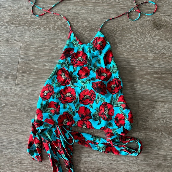 Alice+ olivia poppy-print Frenchie halter top - Picture 4 of 6